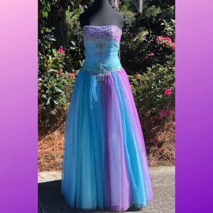 Jolene Strapless Rainbow Floor Length Prom Dress Size 8-10